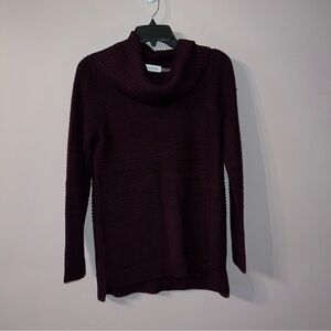 Dark purple burgundy, Calvin Klein, small knitted, oversized turtleneck